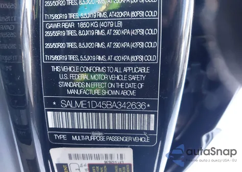 2011 Land Rover Range Rover Hse z USA, uszkodzony, nr VIN SALME1D45BA342636